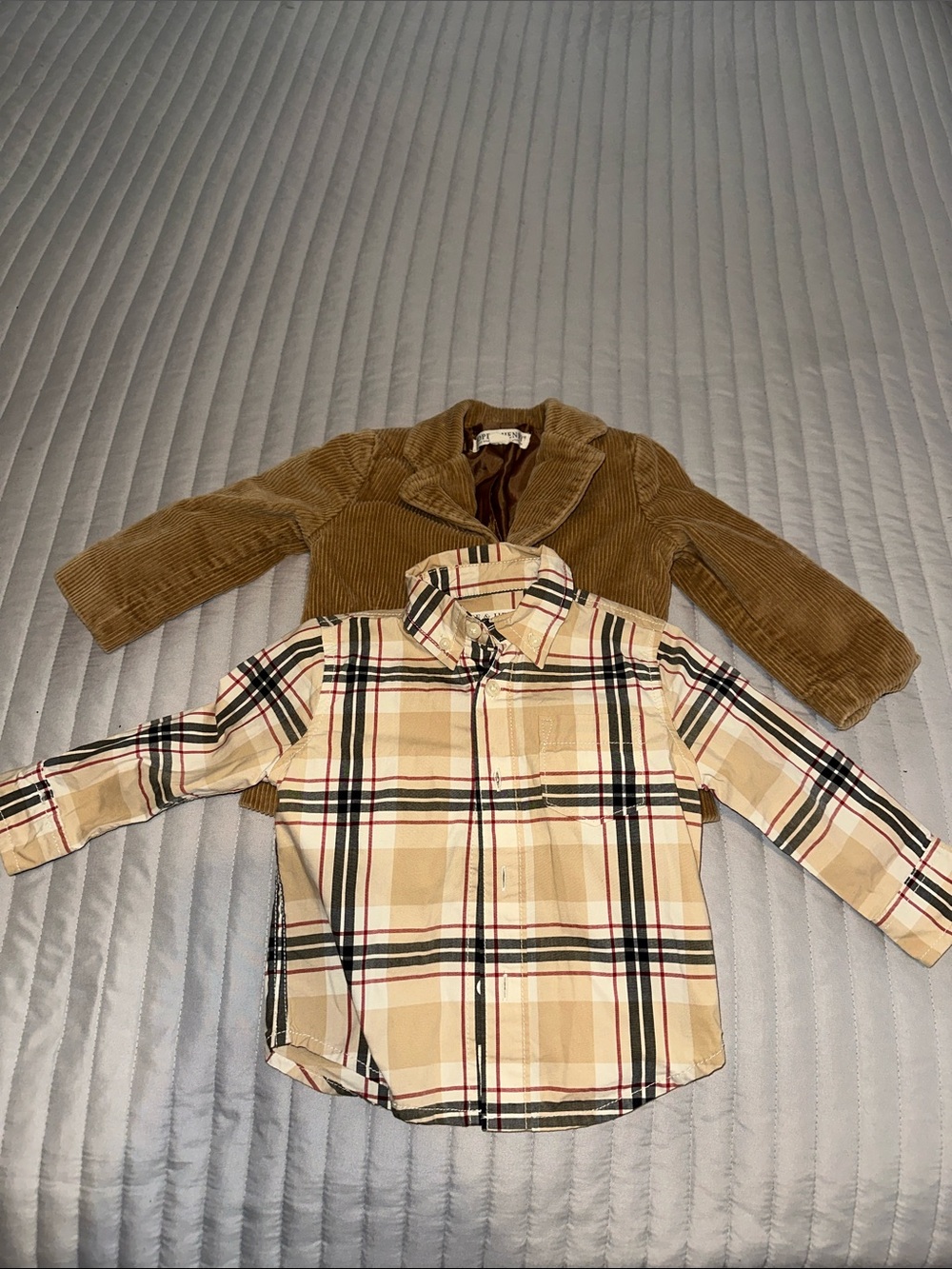 Beige Plaid Button-Down Shirt for Kids